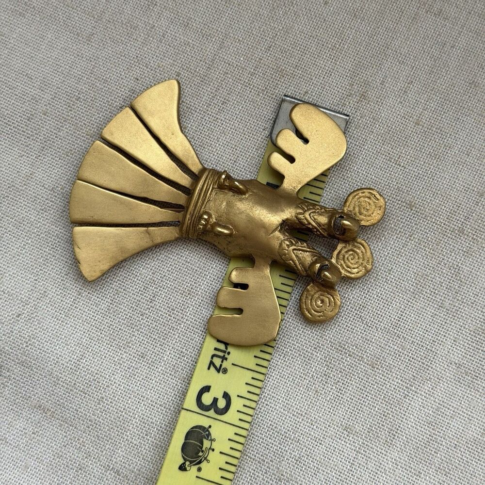 VINTAGE Pre-Columbian Style Double Bird Brooch Large Goddess Core Art Deco Rare - Picture 9 of 10